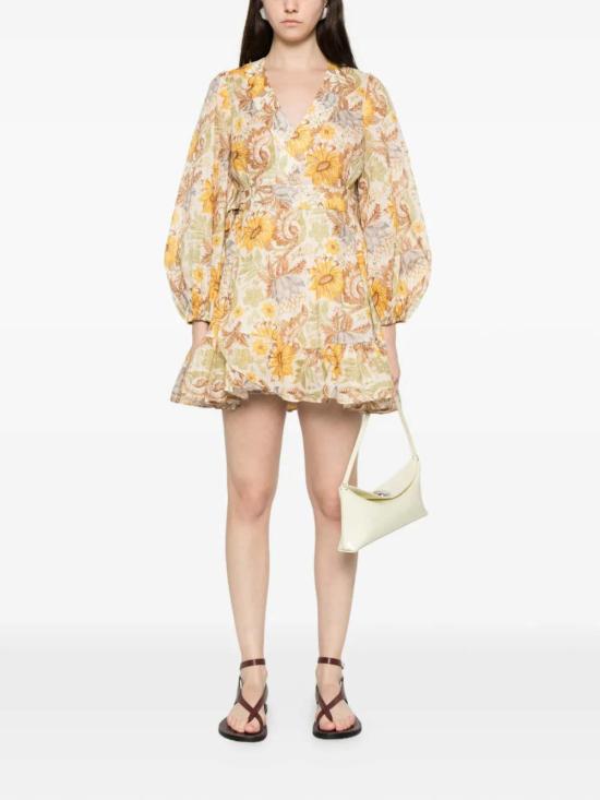  짐머만 숏 원피스 데이라이트 미니 랩 드레스 - ZIMMERMANN