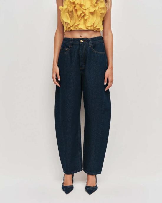  에이지 데님 팬츠 아제 스티비 배럴 앵클 진 미디엄 워시 데님 - AJE