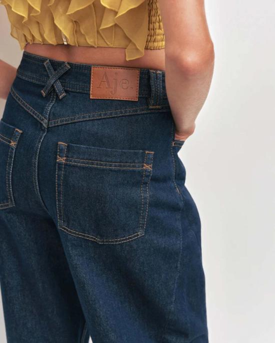  에이지 데님 팬츠 아제 스티비 배럴 앵클 진 미디엄 워시 데님 - AJE