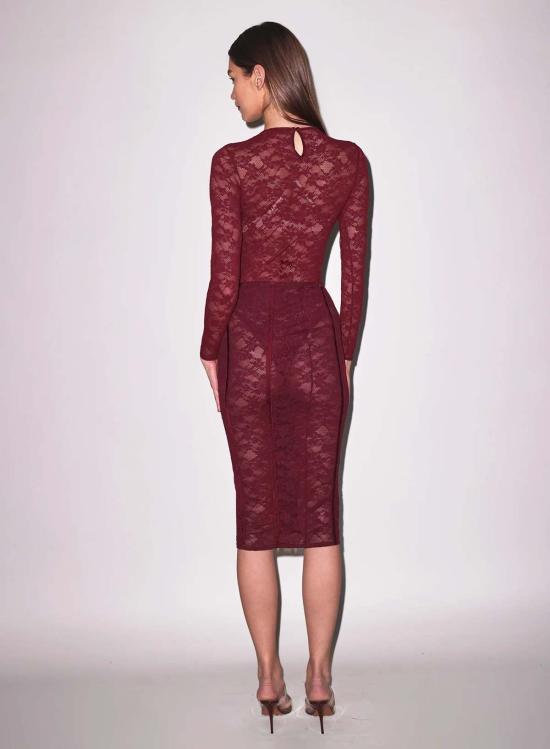  플뢰르 뒤 말 바디수트 티셔츠 Fleur Du Mal Le 스트레치 레이스 Ls 바디수트 Auburn - FLEUR DU MAL