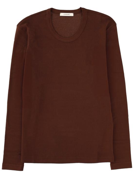 25FW 르메르 롱 슬리브 크루넥 탑 롱 슬리브 크루넥  TO1441 LJ1016BR402 BROWN