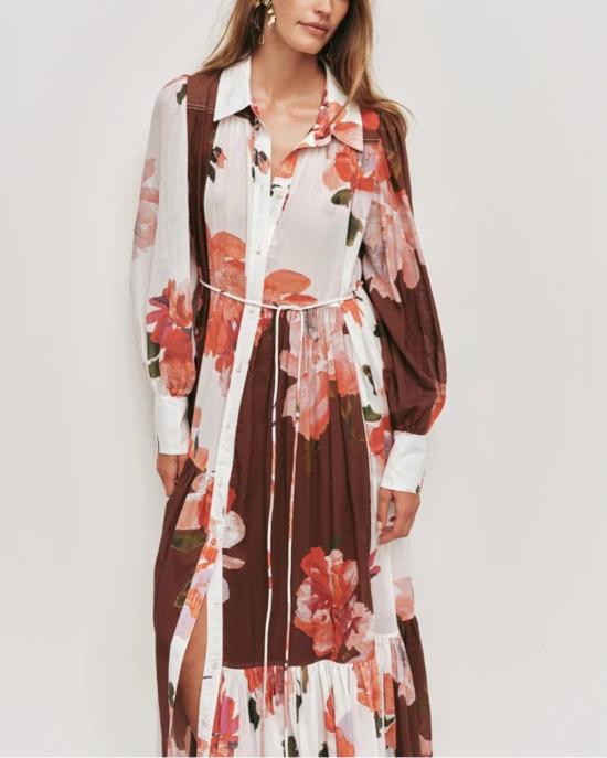  에이지 롱 원피스 아제 에스피릿 맥시 스모크 드레스 레드 - AJE