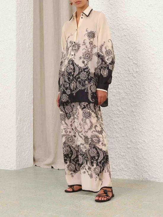 25FW 짐머만 블라우스 9923TSS251 CRMBLKFLO BLACK WHITE - ZIMMERMANN