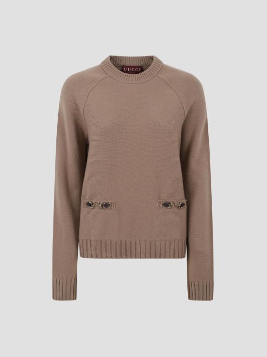 25FW 구찌 울 캐시미어 스웨터 836460XKEVK 2604 CAMEL PRINTED