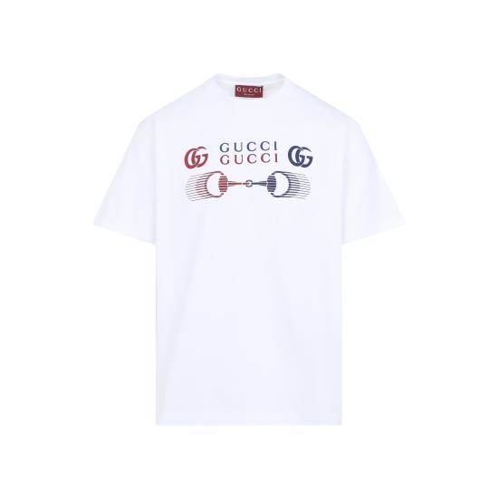 25FW 구찌 프린트 디테일 코튼 저지 티셔츠 796395 XJHC9 9692 WHITE MIX - GUCCI