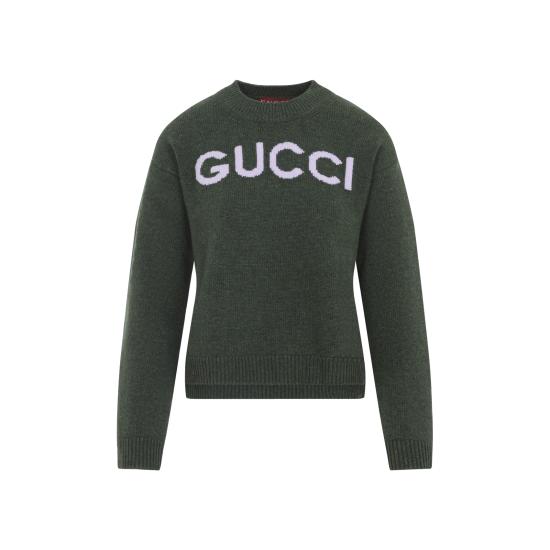 25FW 구찌 인타르시아 울 탑 스웨터 770072 XKEBC 3035 GREEN LILAC - GUCCI