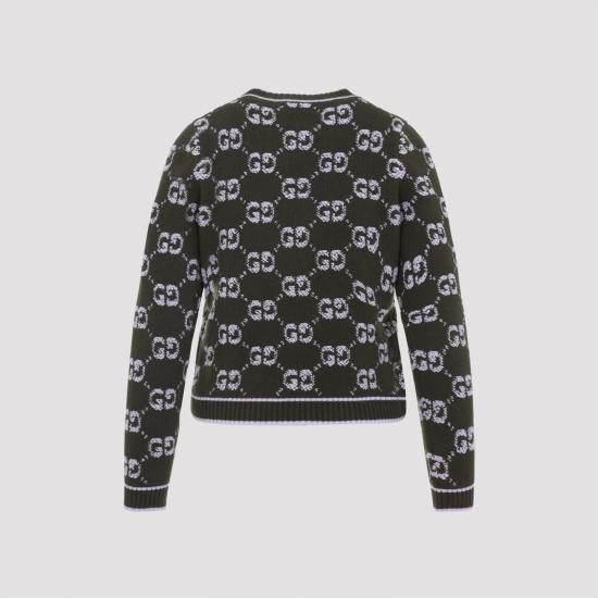 25FW 구찌 GG 울 부클 자카드 가디건 713300 XKCNA 3039 MILITARY LILAC - GUCCI