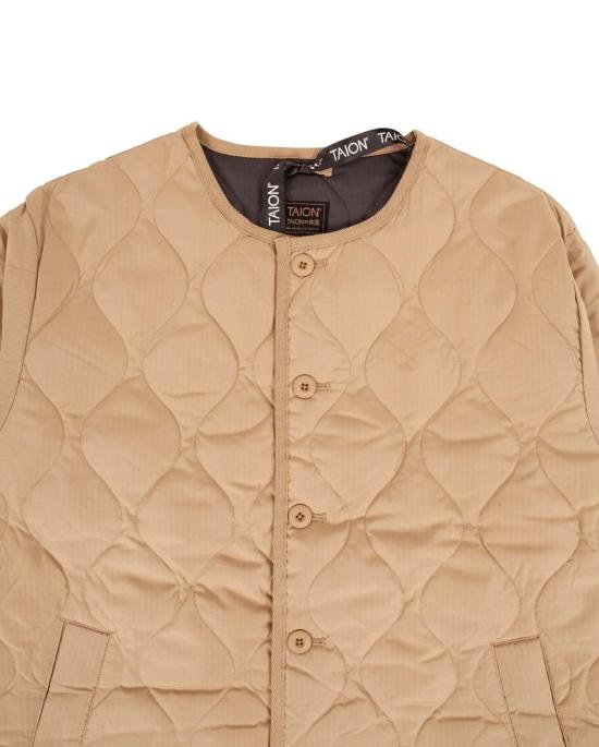  타이온 봄버 자켓 밀리터리 크루넥 다운 롱 재킷 - TAION