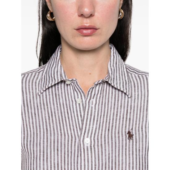 26SS 랄프 로렌 셔츠 211A96158007 DKBRW BROWN WHITE - RALPH LAUREN