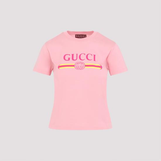 25FW 구찌 프린티드 코튼 저지 반팔 티셔츠 838011 XJHG5 5033 HUED BLUSH