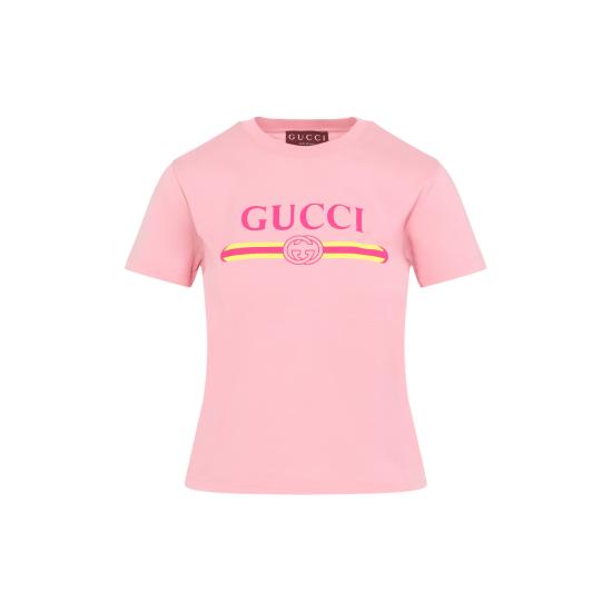 25FW 구찌 프린티드 코튼 저지 반팔 티셔츠 838011 XJHG5 5033 HUED BLUSH - GUCCI