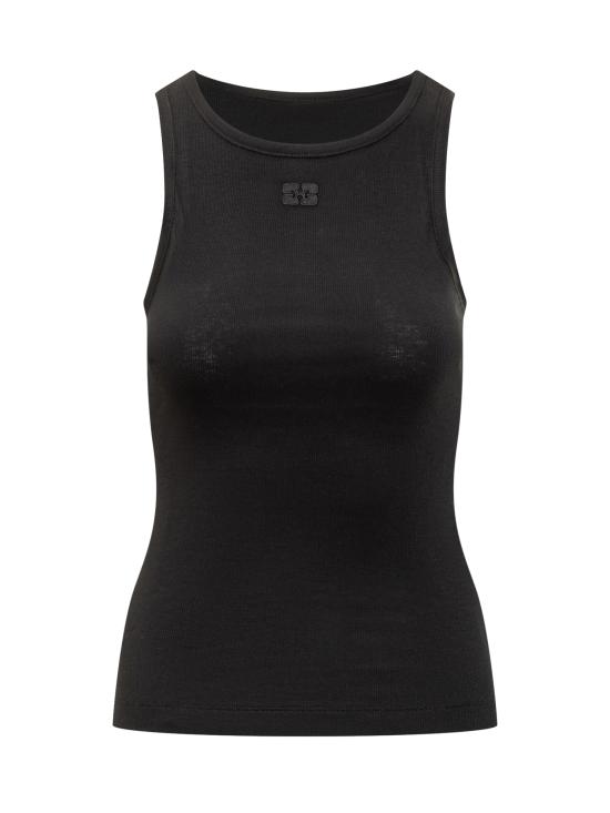 26SS 가니 코튼 립 탱크 탑 T3898 099 BLACK