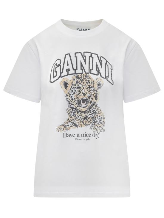 26SS 가니 베이직 저지 레오파드 릴렉스드 티셔츠 T4124 943 LEOPARD