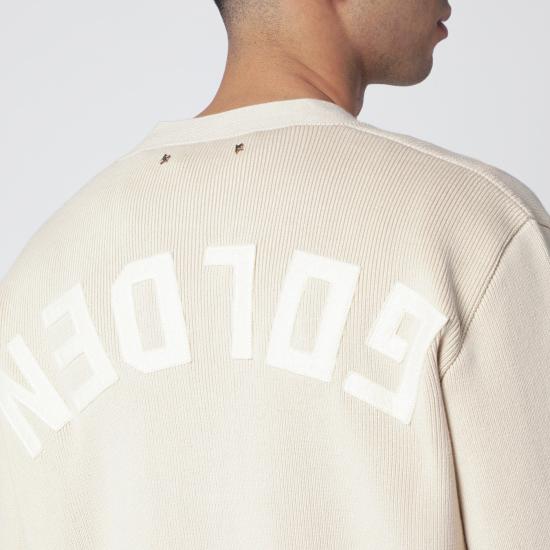 26SS 골든구스 코튼 니트 V넥 버튼 가디건 GMP00946P001972 Beige - GOLDEN GOOSE