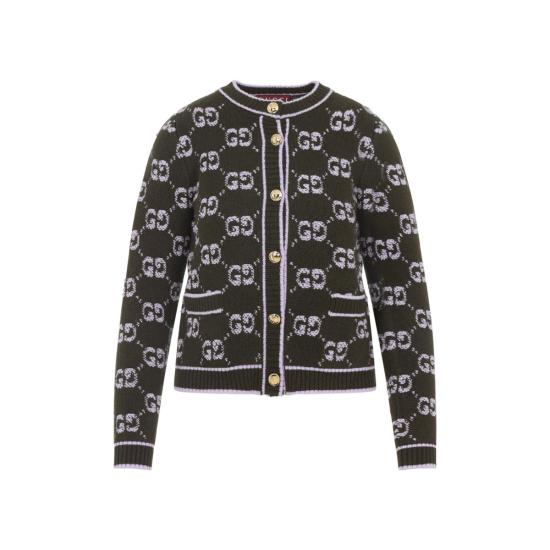 25FW 구찌 GG 울 부클 자카드 가디건 713300 XKCNA 3039 GREEN