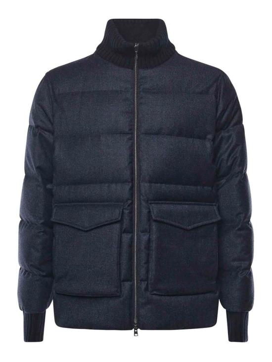  에르노 글렌 체크 울 캐시미어 보머 자켓 PI001301U334529200 Blue