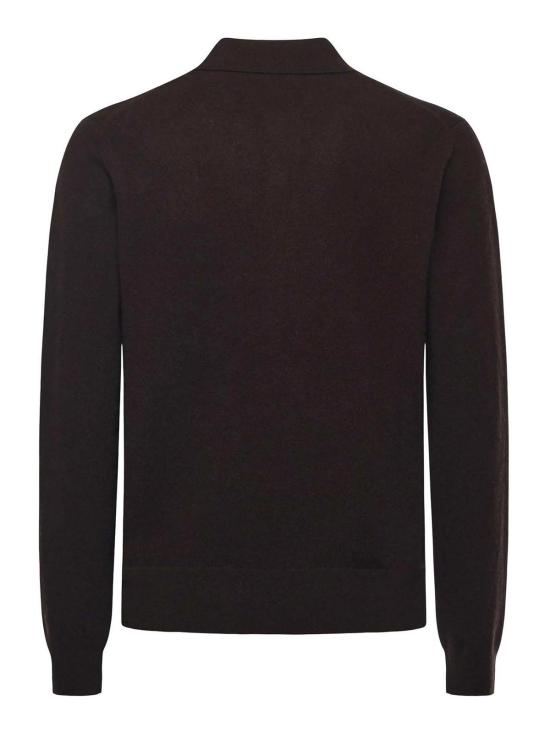  버버리 롱 슬리브 캐시미어 블렌드 폴로 셔츠 8113792 Brown - BURBERRY