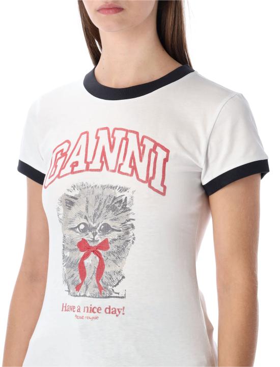 26SS 가니 키티 크롭 티셔츠 A105003011026 151 Bianco - GANNI