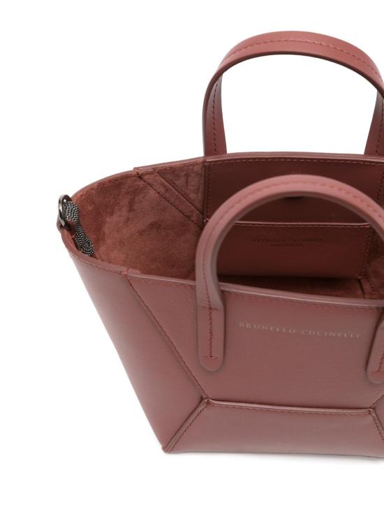 26SS 브루넬로 쿠치넬리 카프스킨 BC Duo 미니 백 모닐레 장식 MBXAD2675 C4182 Red - BRUNELLO CUCINELLI