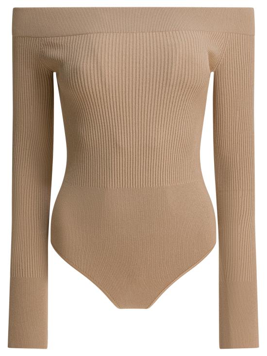 26SS 알라이아 바디수트 티셔츠 AA9B0342K017A110 Beige