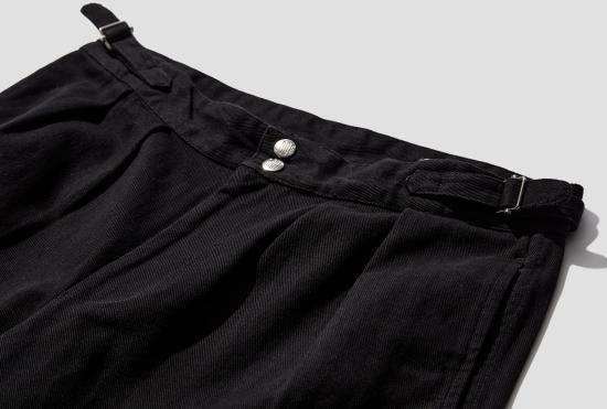 25FW 보디 스트레이트 팬츠 와이드 레그 스냅 팬츠 MRF25BT055 블랙 - BODE