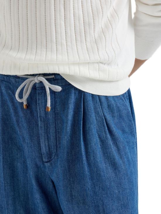 26SS 브루넬로 쿠치넬리 스트레이트 팬츠 MH263E1710C1477 CLEAR BLUE - BRUNELLO CUCINELLI