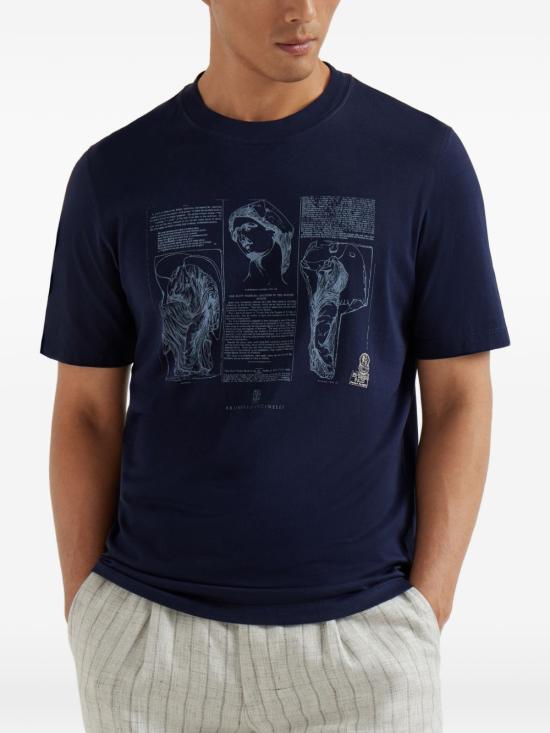 26SS 브루넬로 쿠치넬리 반팔 티셔츠 M0B138517CLI32 BLUE - BRUNELLO CUCINELLI