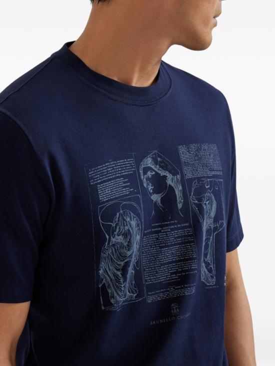 26SS 브루넬로 쿠치넬리 반팔 티셔츠 M0B138517CLI32 BLUE - BRUNELLO CUCINELLI