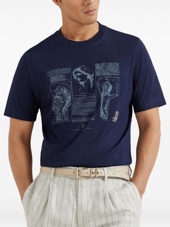 26SS 브루넬로 쿠치넬리 반팔 티셔츠 M0B138517CLI32 BLUE - BRUNELLO CUCINELLI