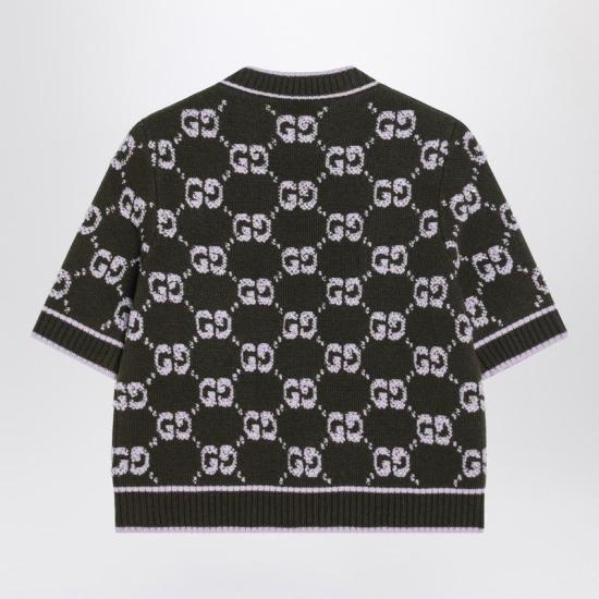 25FW 구찌 GG 울 부클 자카드 탑 770059XKCNA 3039 MILTARY LILAC - GUCCI