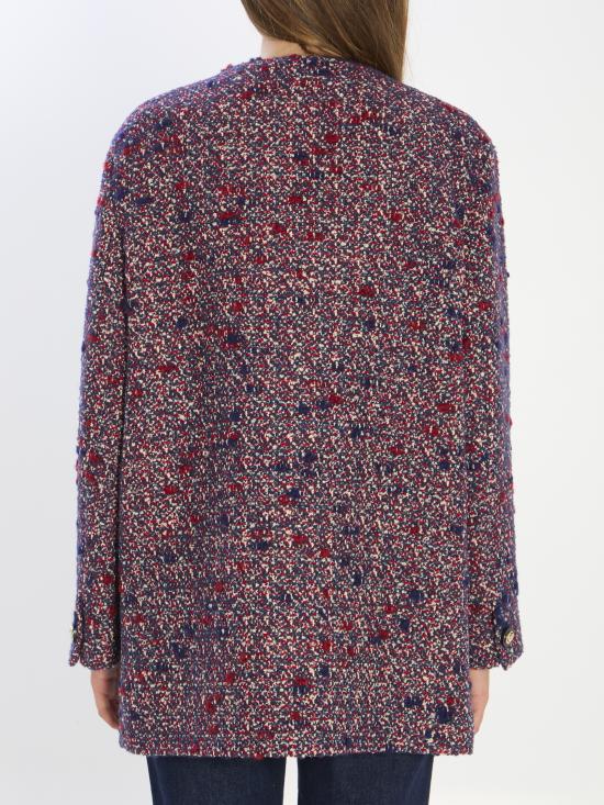 25FW 구찌 울 부클레 자켓 836492ZATNT 4956 BLUE RED MULTI - GUCCI