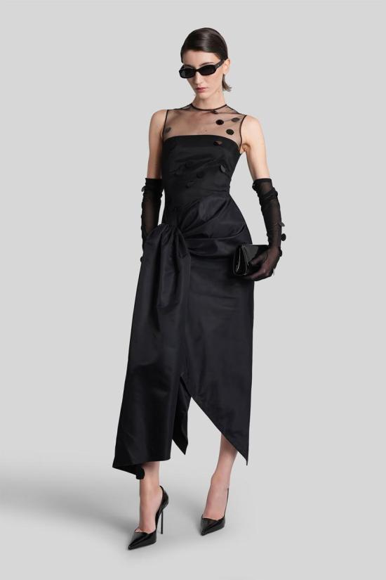 25FW 데이비드 코마 롱 원피스 431939 AW25DK17DA Black - DAVID KOMA