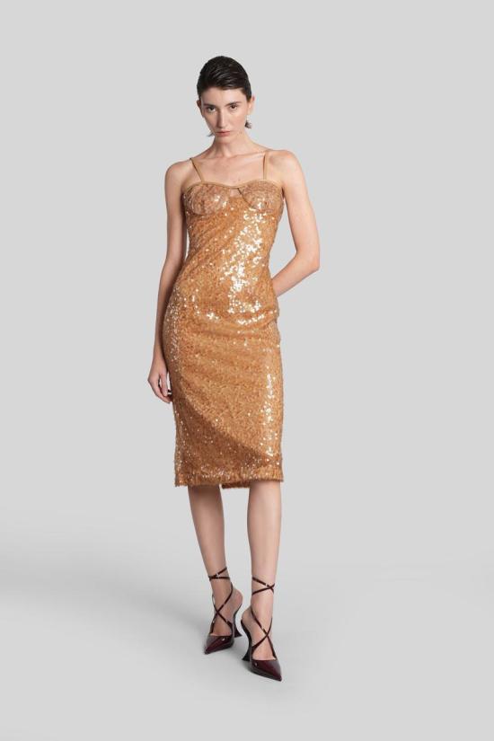 25FW 데이비드 코마 미디 원피스 429637 PF25DK104D Beige - DAVID KOMA