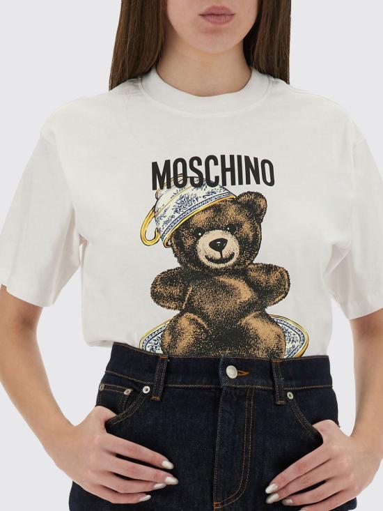 25FW 모스키노 반팔 티셔츠 07245541 1001 White - MOSCHINO