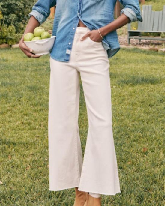  프랭크 앤 에일린 데님 팬츠 프랭크 & 아일린 갤웨이 와이드 레그 진 내추럴 - FRANK & EILEEN