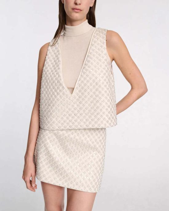  도로시 슈마허 민소매 티셔츠 스파클링 스테이트먼트 탑 화이트 - DOROTHEE SCHUMACHER