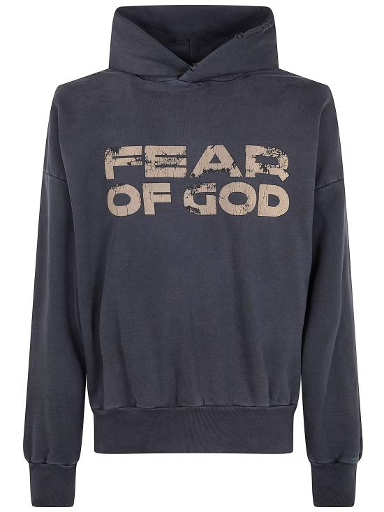 25FW 피어오브갓 릴렉스핏 로고 플리스 후드 티셔츠 FG25FW1212102BHF 001 BLACK - FEAR OF GOD