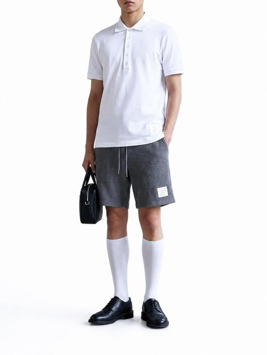 26FW 톰브라운 클래식 피케 4바 숏슬리브 폴로 티셔츠 MJP110P00050 100 - THOM BROWNE