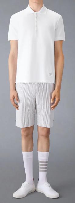 26SS 톰브라운 클래식 피케 4바 숏슬리브 폴로 티셔츠 MJP110P00050 100 - THOM BROWNE