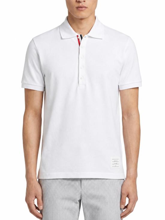 26FW 톰브라운 클래식 피케 4바 숏슬리브 폴로 티셔츠 MJP110P00050 100 - THOM BROWNE