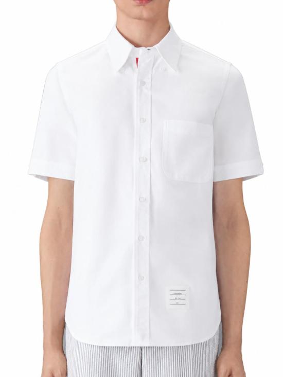 26SS 톰브라운 옥스포드 숏 슬리브 셔츠 MWS239EF0313 100 - THOM BROWNE