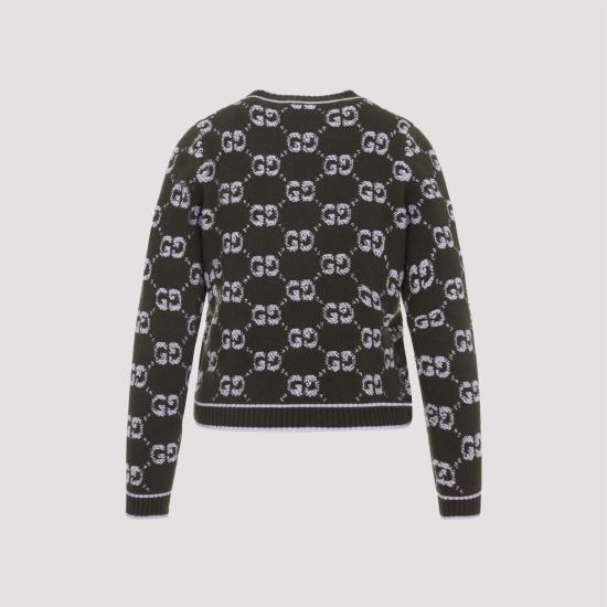 25FW 구찌 GG 울 부클 자카드 가디건 713300 XKCNA 3039 MILITARY LILAC GREEN - GUCCI