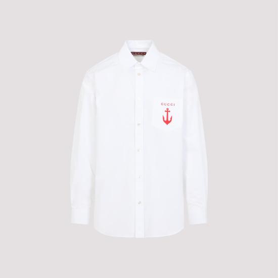 25FW 구찌 포켓 자수 셔츠  833294 Z7AUX 9000 WHITE - GUCCI