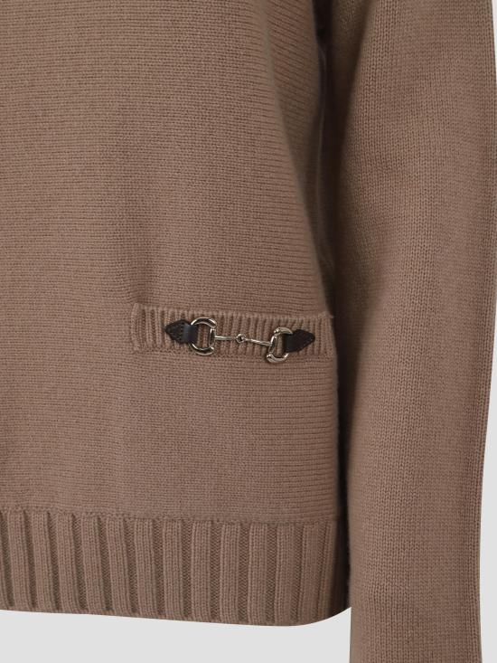 25FW 구찌 울 캐시미어 스웨터 836460XKEVK 2604 BROWN - GUCCI