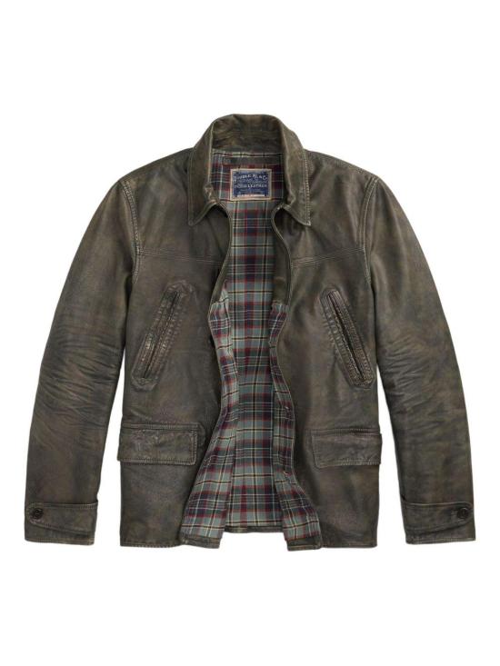 25FW 폴로 랄프로렌 디스트레스드 레더 버튼 업 자켓 782973780 001 BLUE - POLO RALPH LAUREN