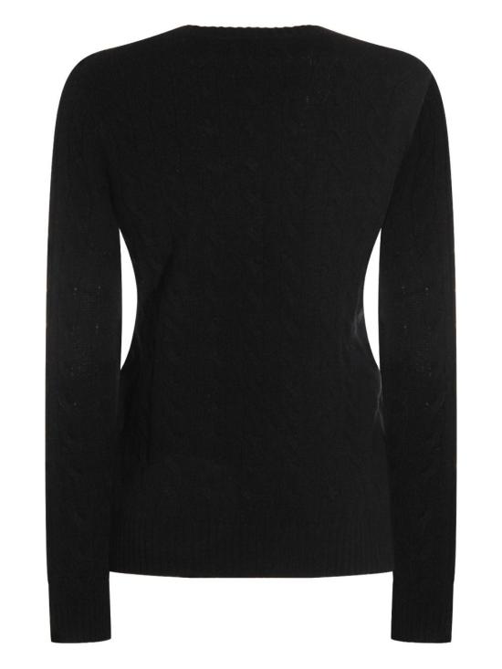 25FW 폴로 랄프로렌 포니 로고 자수 케이블 니트 v넥 스웨터 211971866 005 BLACK - POLO RALPH LAUREN