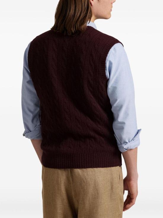 25FW 폴로 랄프로렌 V 넥 니트 조끼 710974166 003 BORDEAUX - POLO RALPH LAUREN