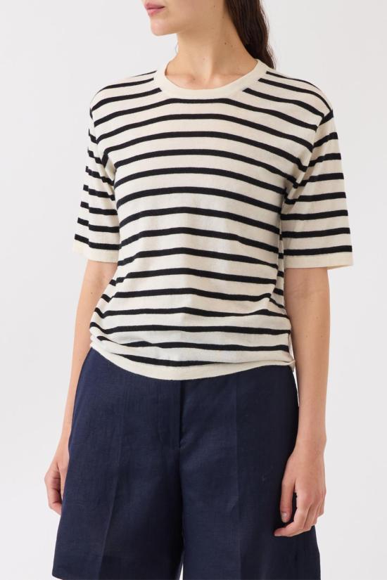  데미리 뉴욕 블라우스 데밀리 레미 스트라이프 캐시미어 탑 아이보리/블랙