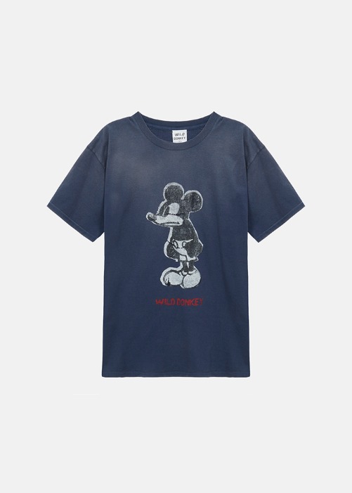 25FW 와일드 동키 반팔 티셔츠 WIDU252MRTS009NV DOM