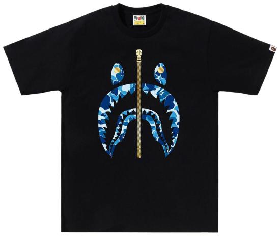  베이프 반팔 티셔츠 001TEL301008MBK9 BLACK BLUE DOM